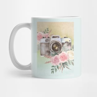 Grey Vintage Camera With Flowers Mug